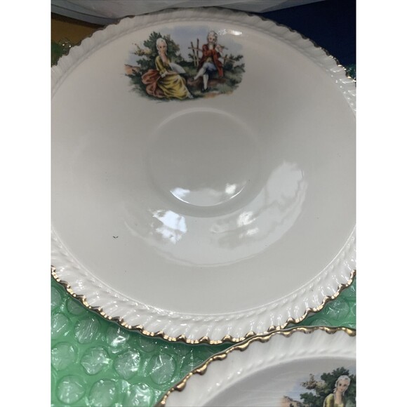 5 The Harker Pottery Company - Saucer - 22K Gold Trim - Colonial Couple - Picture 6 of 12